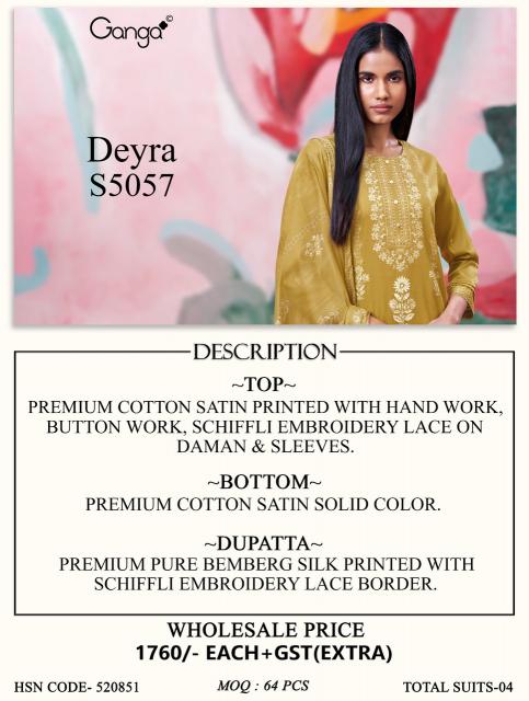 Ganga deyra 5057 wholesale vendors for dress material